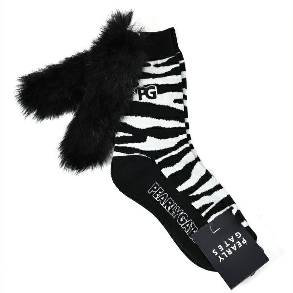 パーリーゲイツ PEARLY GATES レディース レディース たてがみ付き ミドルソックス (ゼブラ/ボーダー柄) PAMG1TKF 詳細1