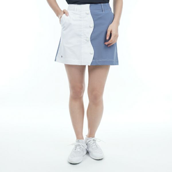 トミー ヒルフィガー ゴルフ Tommy Hilfiger Golf レディース レディース シャンブレー フロントボタンスカート THLA307 詳細1