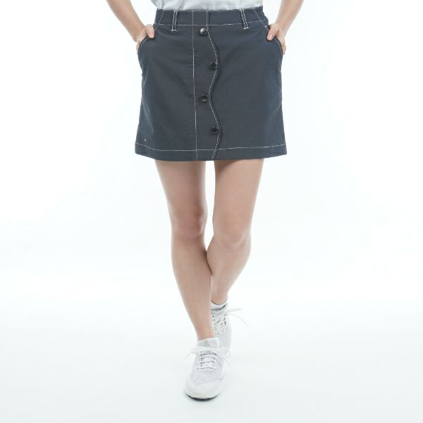 トミー ヒルフィガー ゴルフ Tommy Hilfiger Golf レディース レディース シャンブレー フロントボタンスカート THLA307 詳細2