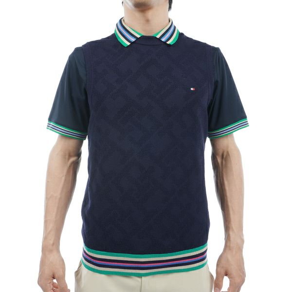 トミー ヒルフィガー ゴルフ Tommy Hilfiger Golf メンズ メンズ THモノグラム クルーネックベスト THMA402 詳細1