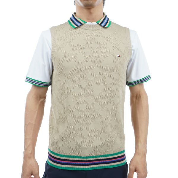 トミー ヒルフィガー ゴルフ Tommy Hilfiger Golf メンズ メンズ THモノグラム クルーネックベスト THMA402 詳細3