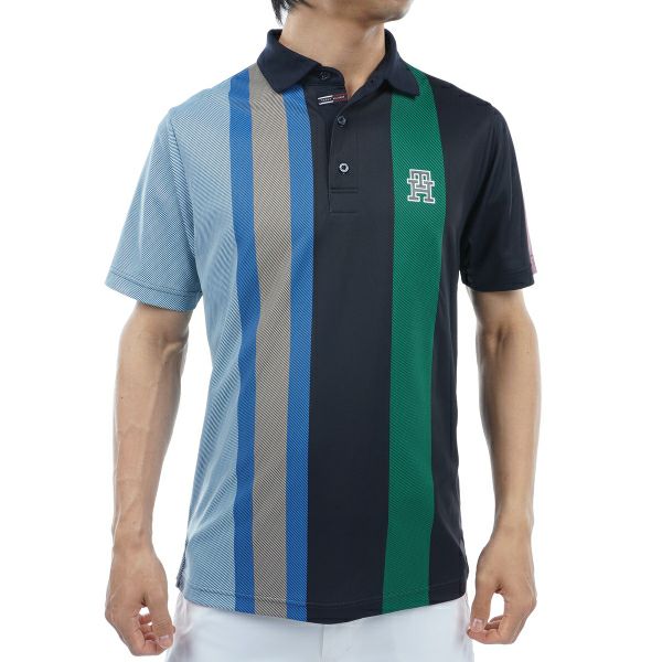 トミー ヒルフィガー ゴルフ Tommy Hilfiger Golf メンズ メンズ ビックマルチストライプ 半袖シャツ THMA405 詳細1