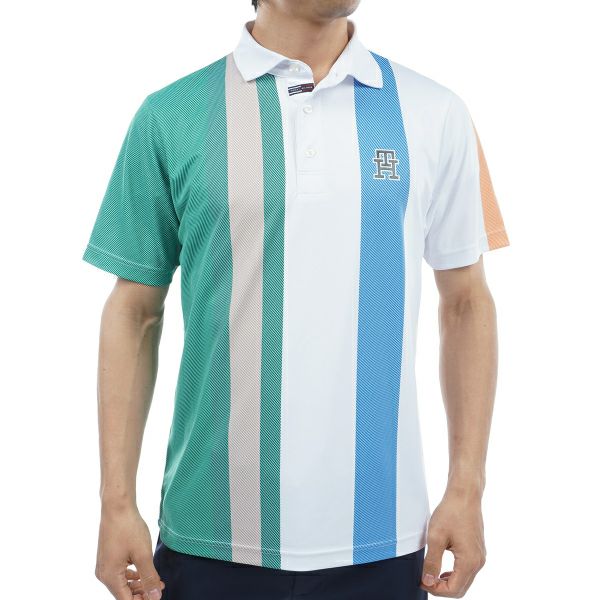 トミー ヒルフィガー ゴルフ Tommy Hilfiger Golf メンズ メンズ ビックマルチストライプ 半袖シャツ THMA405 詳細2