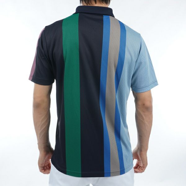 トミー ヒルフィガー ゴルフ Tommy Hilfiger Golf メンズ メンズ ビックマルチストライプ 半袖シャツ THMA405 詳細4