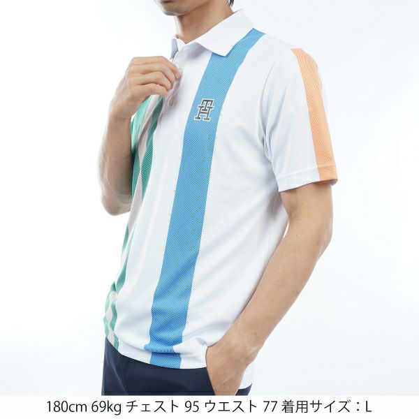トミー ヒルフィガー ゴルフ Tommy Hilfiger Golf メンズ メンズ ビックマルチストライプ 半袖シャツ THMA405 詳細5