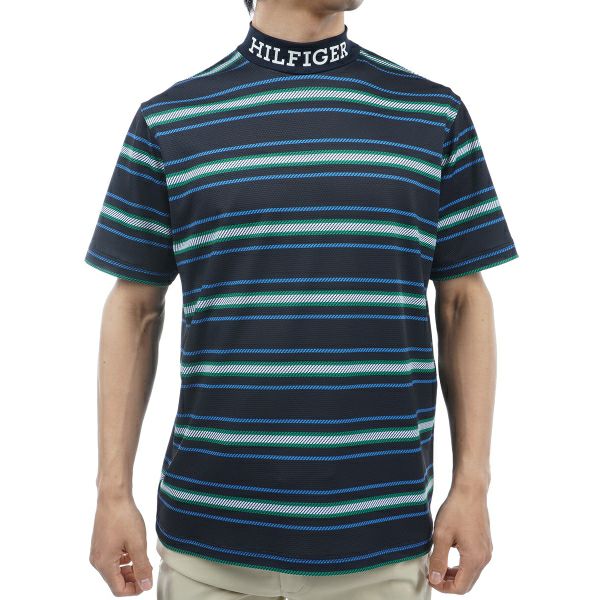 トミー ヒルフィガー ゴルフ Tommy Hilfiger Golf メンズ メンズ マルチボーダー 半袖モックネック THMA406 詳細1