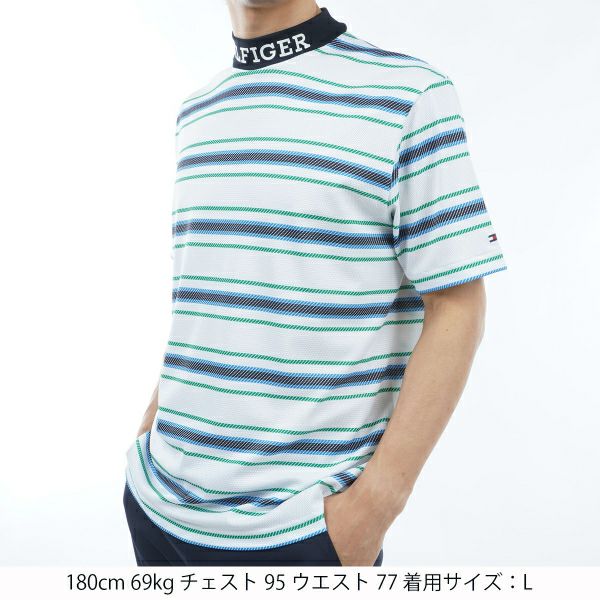 トミー ヒルフィガー ゴルフ Tommy Hilfiger Golf メンズ メンズ マルチボーダー 半袖モックネック THMA406 詳細6