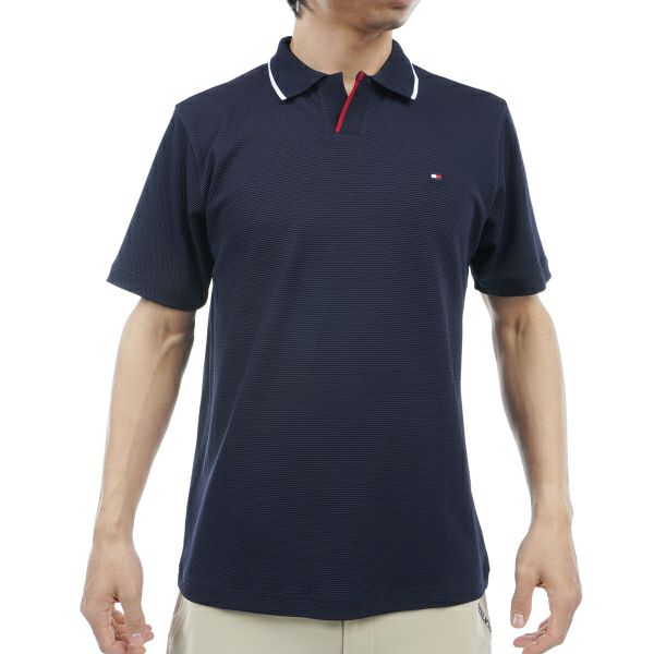 トミー ヒルフィガー ゴルフ Tommy Hilfiger Golf メンズ メンズ トラックグラフィック 半袖スキッパーシャツ THMA414 詳細1