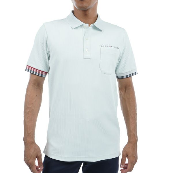 トミー ヒルフィガー ゴルフ Tommy Hilfiger Golf メンズ メンズ トリコットストライプ 半袖シャツ THMA421 詳細2