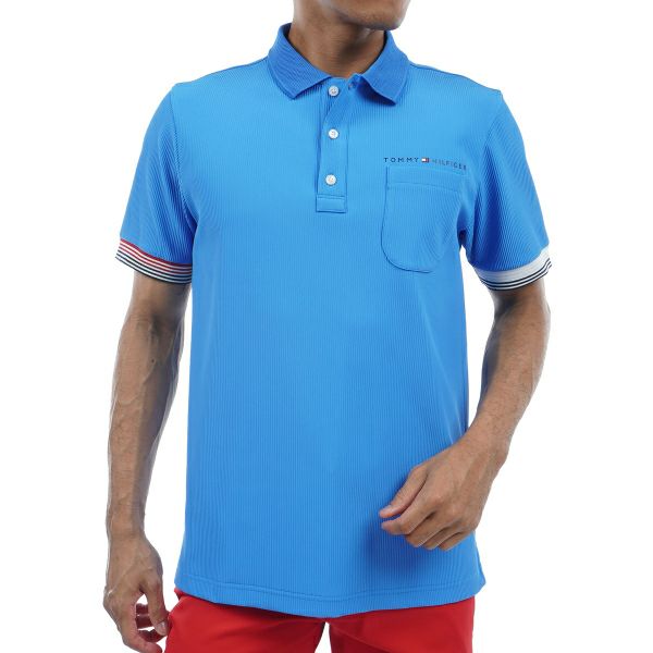 トミー ヒルフィガー ゴルフ Tommy Hilfiger Golf メンズ メンズ トリコットストライプ 半袖シャツ THMA421 詳細3