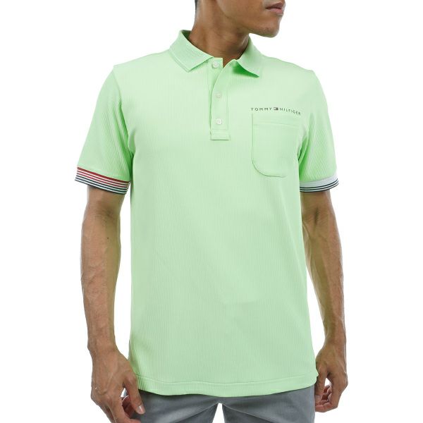 トミー ヒルフィガー ゴルフ Tommy Hilfiger Golf メンズ メンズ トリコットストライプ 半袖シャツ THMA421 詳細4