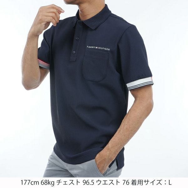 トミー ヒルフィガー ゴルフ Tommy Hilfiger Golf メンズ メンズ トリコットストライプ 半袖シャツ THMA421 詳細5
