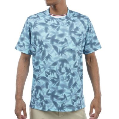 トミー ヒルフィガー ゴルフ Tommy Hilfiger Golf メンズ メンズ 木漏れ日リーフ 半袖モックシャツ THMA435 詳細1