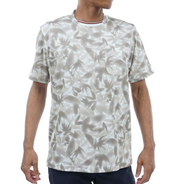 トミー ヒルフィガー ゴルフ Tommy Hilfiger Golf メンズ メンズ 木漏れ日リーフ 半袖モックシャツ THMA435 詳細2