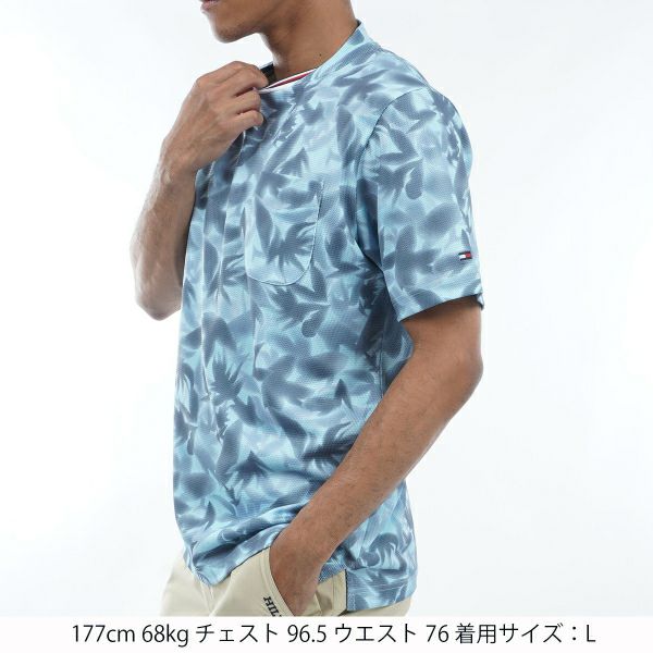 トミー ヒルフィガー ゴルフ Tommy Hilfiger Golf メンズ メンズ 木漏れ日リーフ 半袖モックシャツ THMA435 詳細4