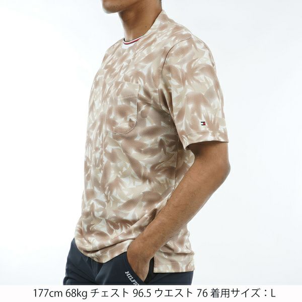 トミー ヒルフィガー ゴルフ Tommy Hilfiger Golf メンズ メンズ 木漏れ日リーフ 半袖モックシャツ THMA435 詳細8