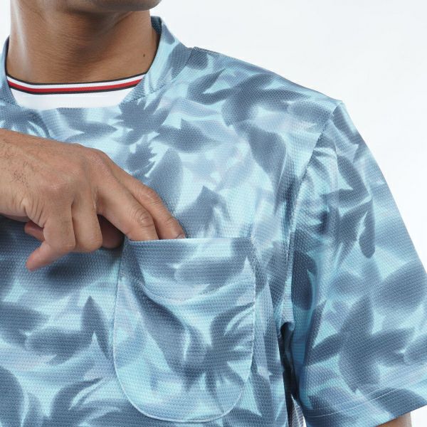 トミー ヒルフィガー ゴルフ Tommy Hilfiger Golf メンズ メンズ 木漏れ日リーフ 半袖モックシャツ THMA435 詳細16