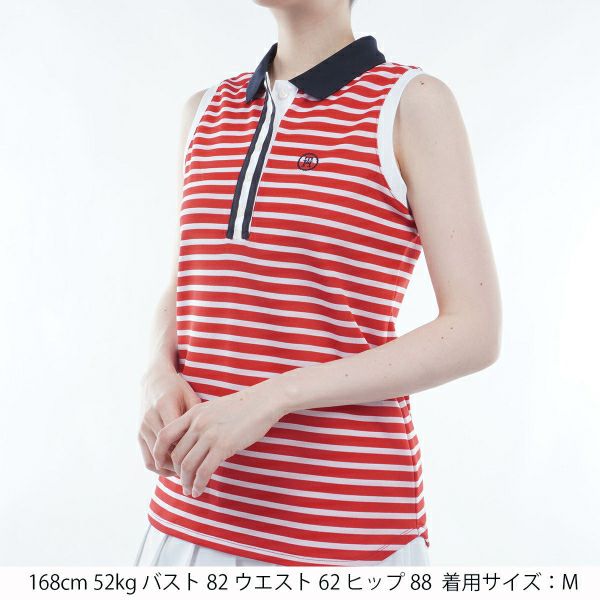 トミー ヒルフィガー ゴルフ Tommy Hilfiger Golf レディース レディース ボーダー ノースリーブシャツ THLA403 詳細4
