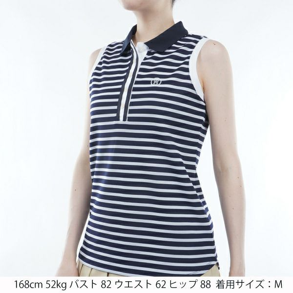 トミー ヒルフィガー ゴルフ Tommy Hilfiger Golf レディース レディース ボーダー ノースリーブシャツ THLA403 詳細8