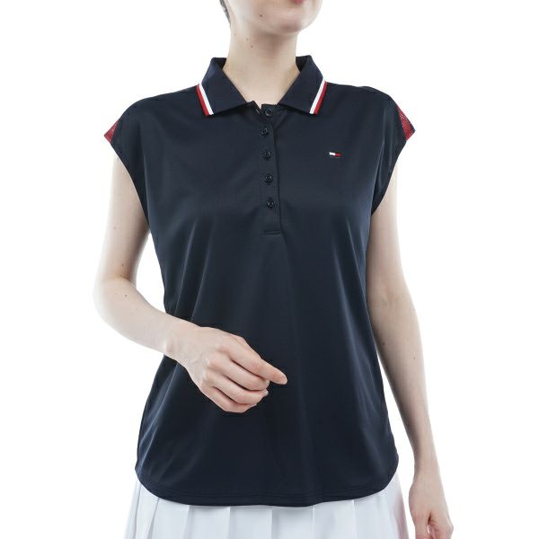 トミー ヒルフィガー ゴルフ Tommy Hilfiger Golf レディース レディース トリコロール フレンチスリーブシャツ THLA409 詳細3