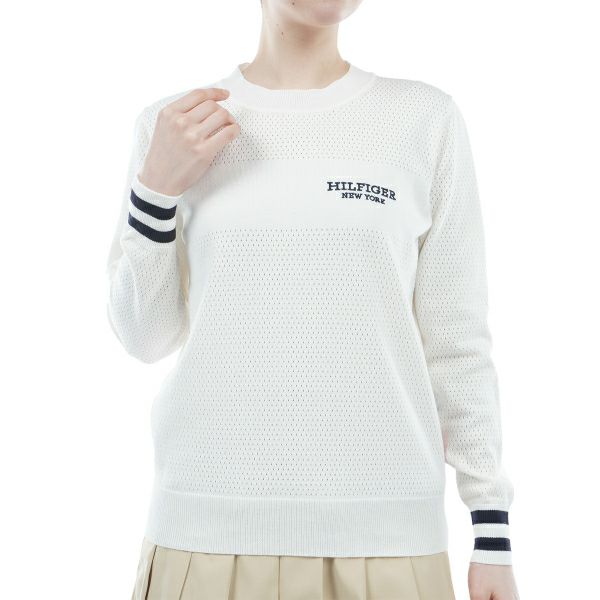 トミー ヒルフィガー ゴルフ Tommy Hilfiger Golf レディース レディース クルーネック メッシュセーター THLA416 詳細2