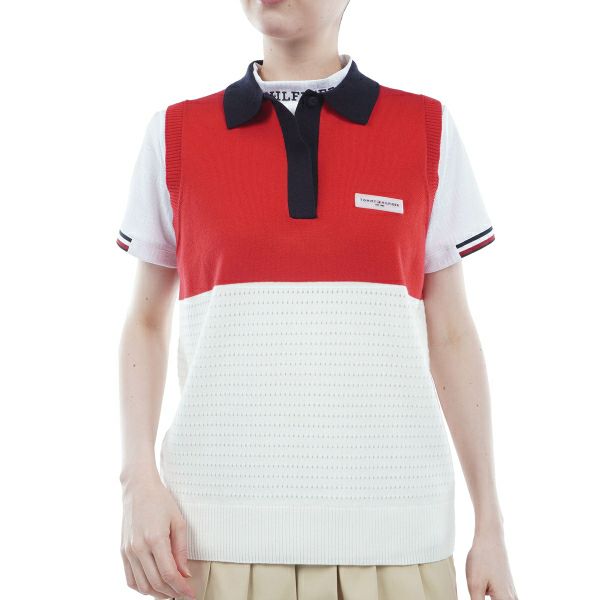 トミー ヒルフィガー ゴルフ Tommy Hilfiger Golf レディース レディース キーネック メッシュニットベスト THLA417 詳細1