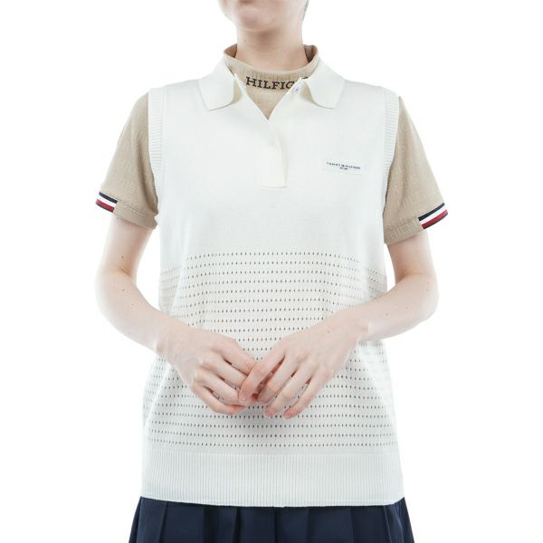 トミー ヒルフィガー ゴルフ Tommy Hilfiger Golf レディース レディース キーネック メッシュニットベスト THLA417 詳細2