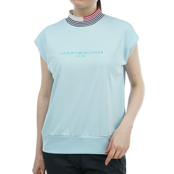 トミー ヒルフィガー ゴルフ Tommy Hilfiger Golf レディース レディース フロントロゴ フレンチスリーブモックシャツ THLA430 詳細1