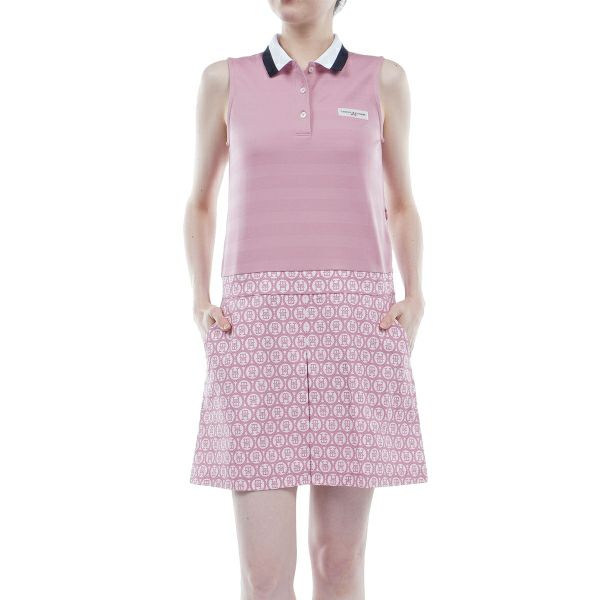 トミー ヒルフィガー ゴルフ Tommy Hilfiger Golf レディース レディース モノグラムコンビ ノースリーブワンピース THLA437 詳細1