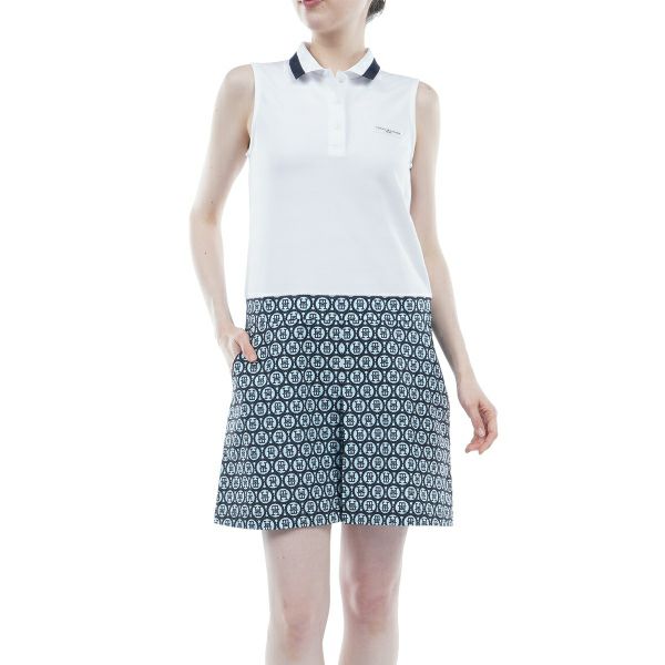 トミー ヒルフィガー ゴルフ Tommy Hilfiger Golf レディース レディース モノグラムコンビ ノースリーブワンピース THLA437 詳細2