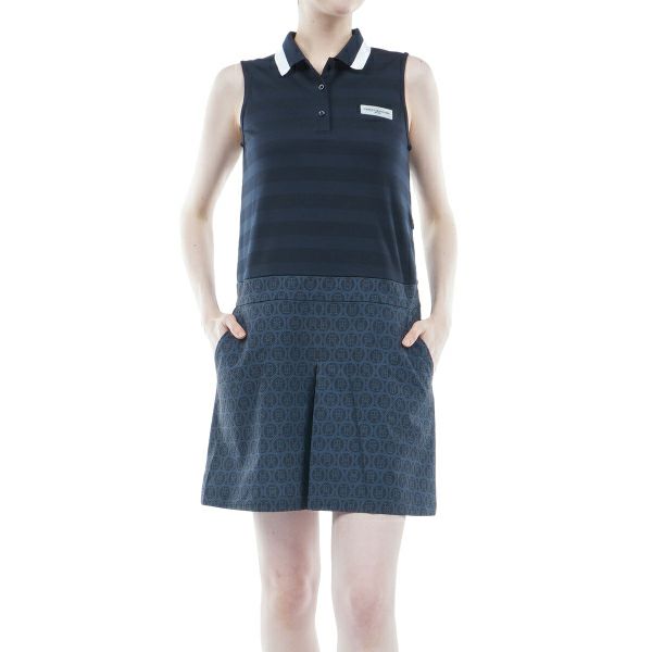 トミー ヒルフィガー ゴルフ Tommy Hilfiger Golf レディース レディース モノグラムコンビ ノースリーブワンピース THLA437 詳細3