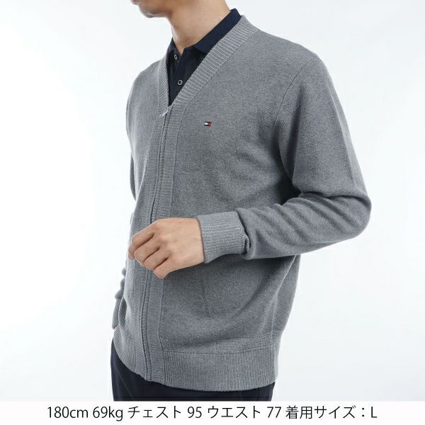 ツアーティー TOUR TEE メンズ メンズ バックロゴ　Vネックジップアップセーター THMA460 詳細4
