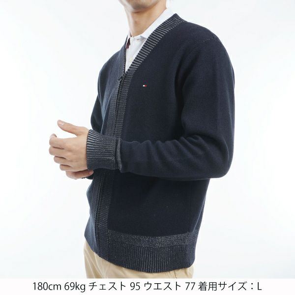 ツアーティー TOUR TEE メンズ メンズ バックロゴ　Vネックジップアップセーター THMA460 詳細8
