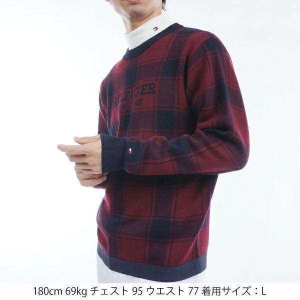 ツアーティー TOUR TEE メンズ メンズ バッファローチェックジャカード　クルーネックセーター THMA478 詳細11
