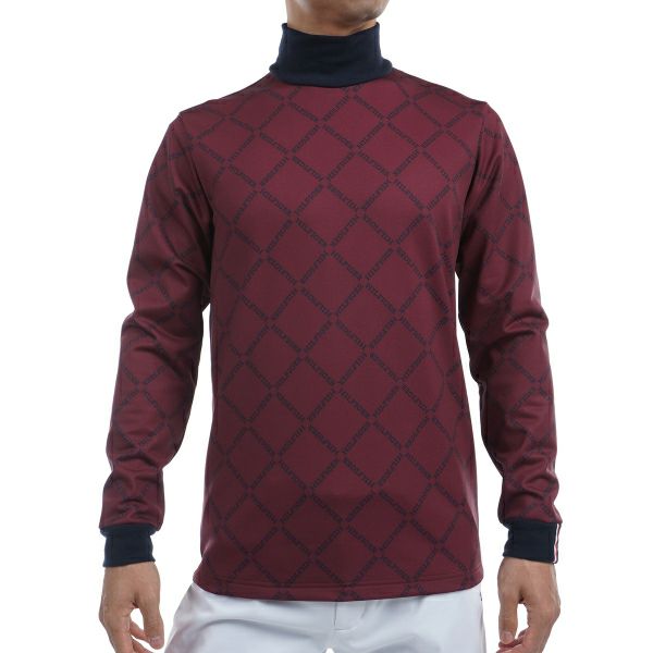 FILA GOLF ハイネックシャツ L 赤・黒 ダイヤモンドパターン FILA GOLF ハイネックシャツ L 赤・黒 ダイヤモンドパターン