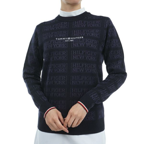 ツアーティー TOUR TEE レディース レディースモノグラムジャカード　クル－ネックセ－タ－ THLA466 詳細1