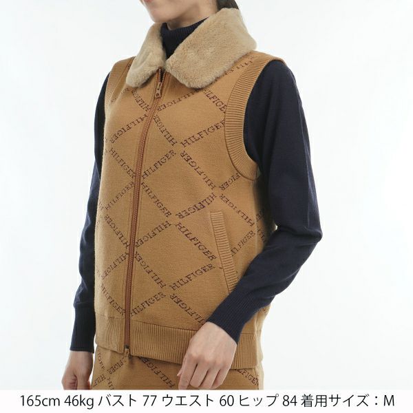 ツアーティー TOUR TEE レディース レディースモノグラムジャカ－ド　ファートリム　ニットベスト THLA487 詳細4