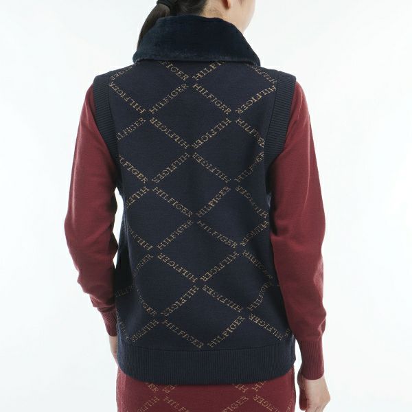 ツアーティー TOUR TEE レディース レディースモノグラムジャカ－ド　ファートリム　ニットベスト THLA487 詳細7