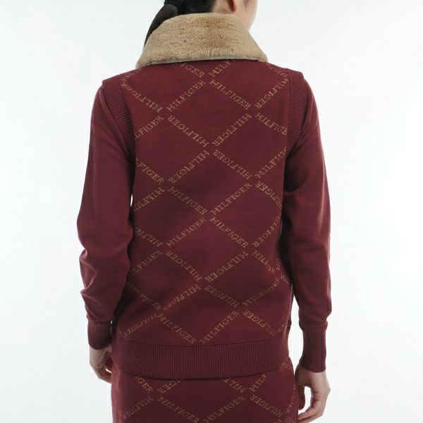 ツアーティー TOUR TEE レディース レディースモノグラムジャカ－ド　ファートリム　ニットベスト THLA487 詳細9