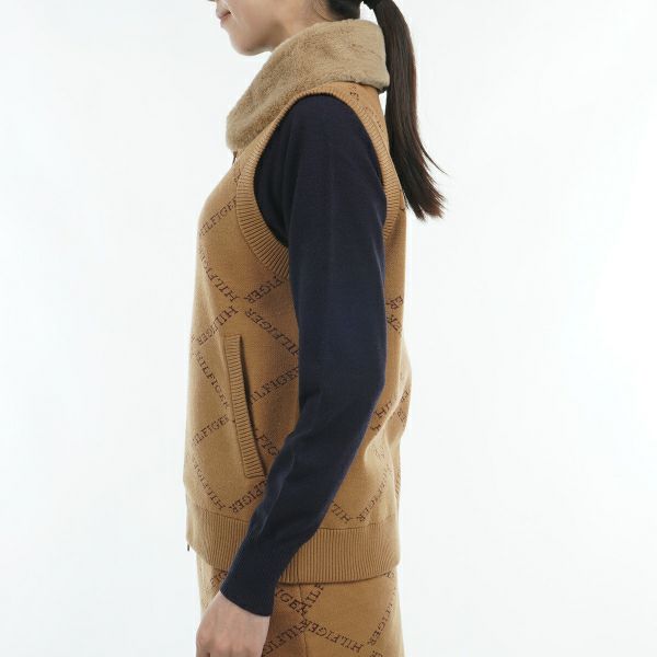 ツアーティー TOUR TEE レディース レディースモノグラムジャカ－ド　ファートリム　ニットベスト THLA487 詳細10