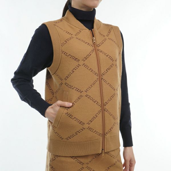 ツアーティー TOUR TEE レディース レディースモノグラムジャカ－ド　ファートリム　ニットベスト THLA487 詳細12