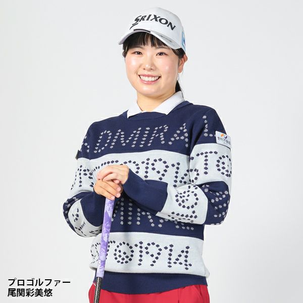 ツアーティー TOUR TEE レディース レディース ゴルフ&ロゴボーダー クルーセーター ADLA464 詳細1