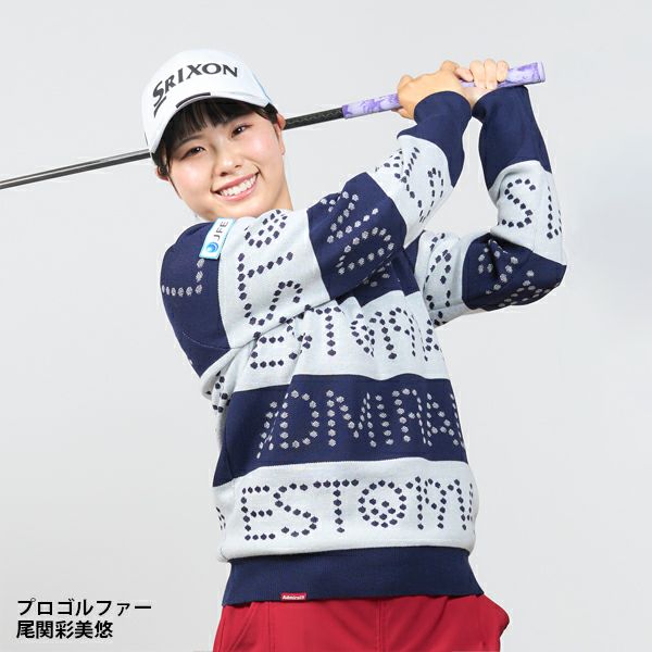 ツアーティー TOUR TEE レディース レディース ゴルフ&ロゴボーダー クルーセーター ADLA464 詳細4