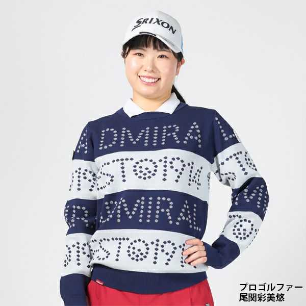 ツアーティー TOUR TEE レディース レディース ゴルフ&ロゴボーダー クルーセーター ADLA464 詳細5