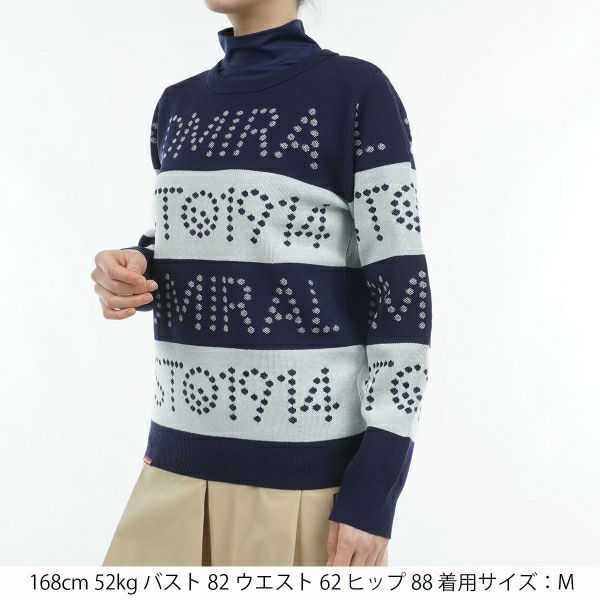 ツアーティー TOUR TEE レディース レディース ゴルフ&ロゴボーダー クルーセーター ADLA464 詳細6