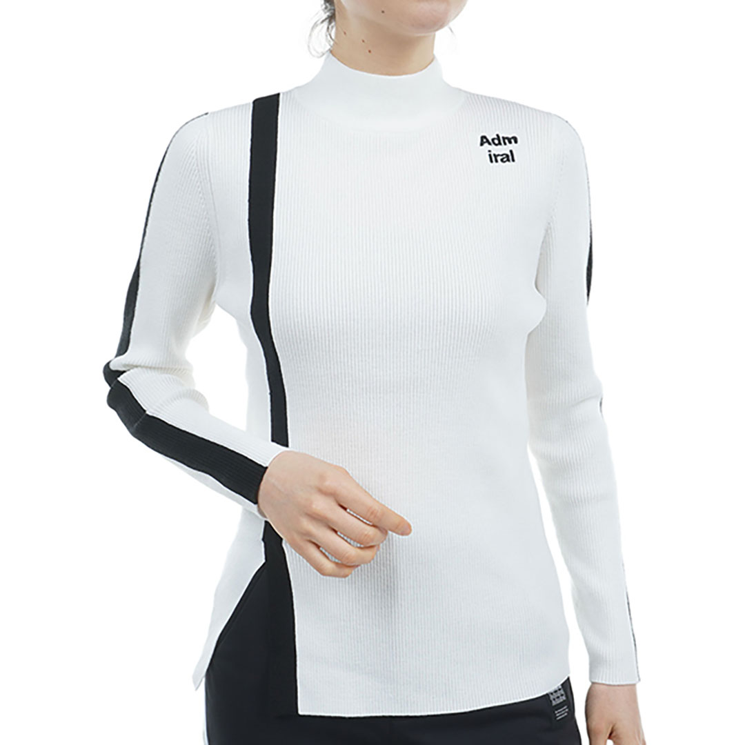 ツアーティー TOUR TEE レディース レディース フロントスリット モックネックリブセーター ADLA476 詳細1