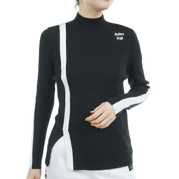 ツアーティー TOUR TEE レディース レディース フロントスリット モックネックリブセーター ADLA476 詳細2