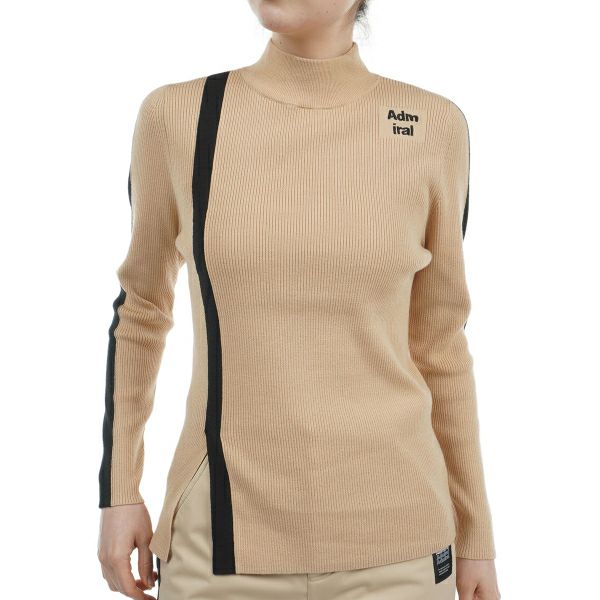 ツアーティー TOUR TEE レディース レディース フロントスリット モックネックリブセーター ADLA476 詳細3