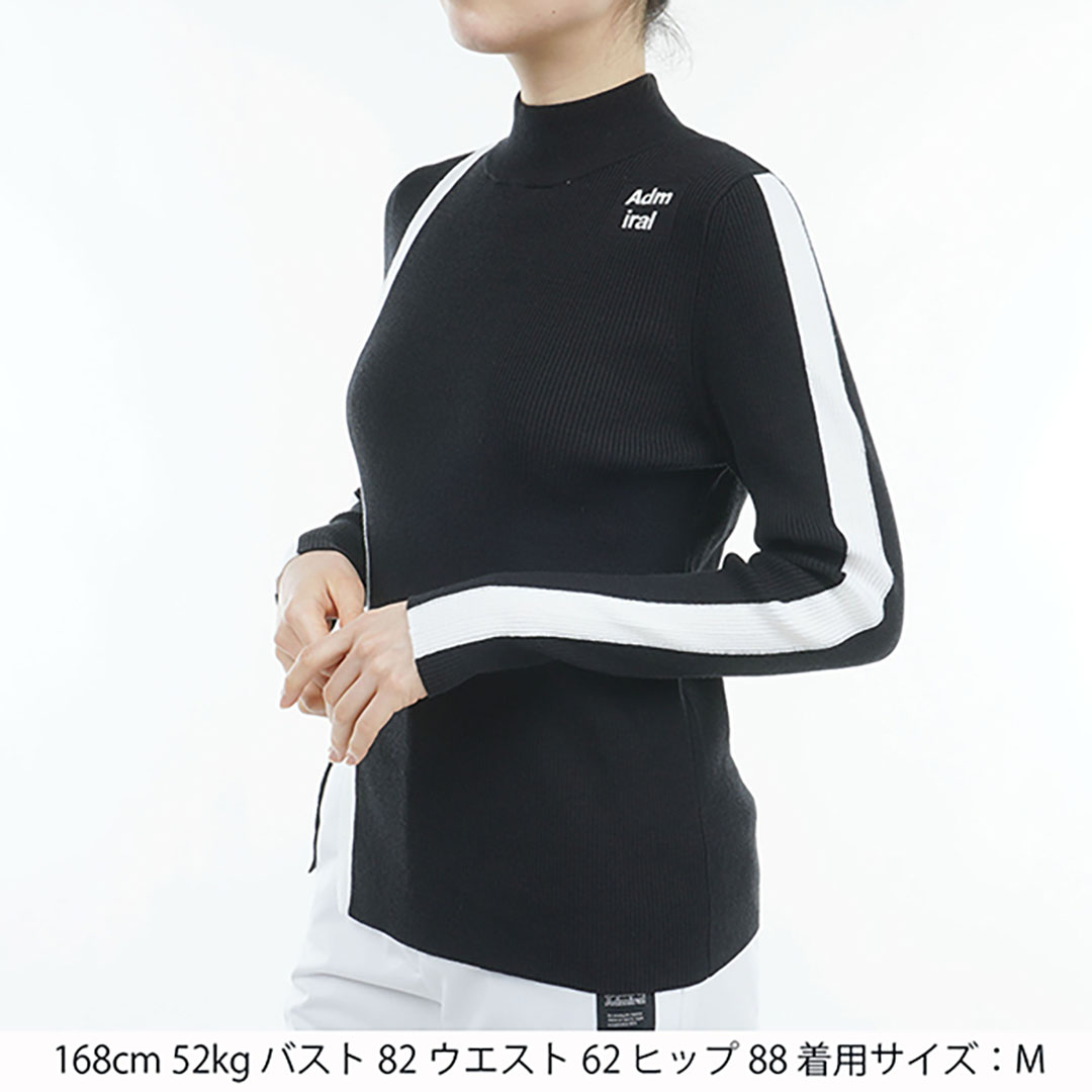 ツアーティー TOUR TEE レディース レディース フロントスリット モックネックリブセーター ADLA476 詳細6