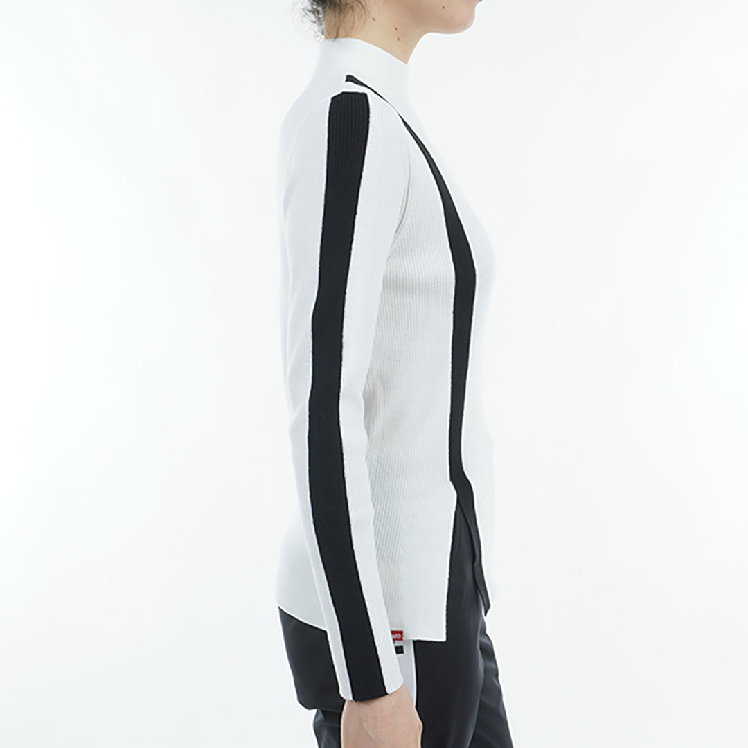 ツアーティー TOUR TEE レディース レディース フロントスリット モックネックリブセーター ADLA476 詳細11
